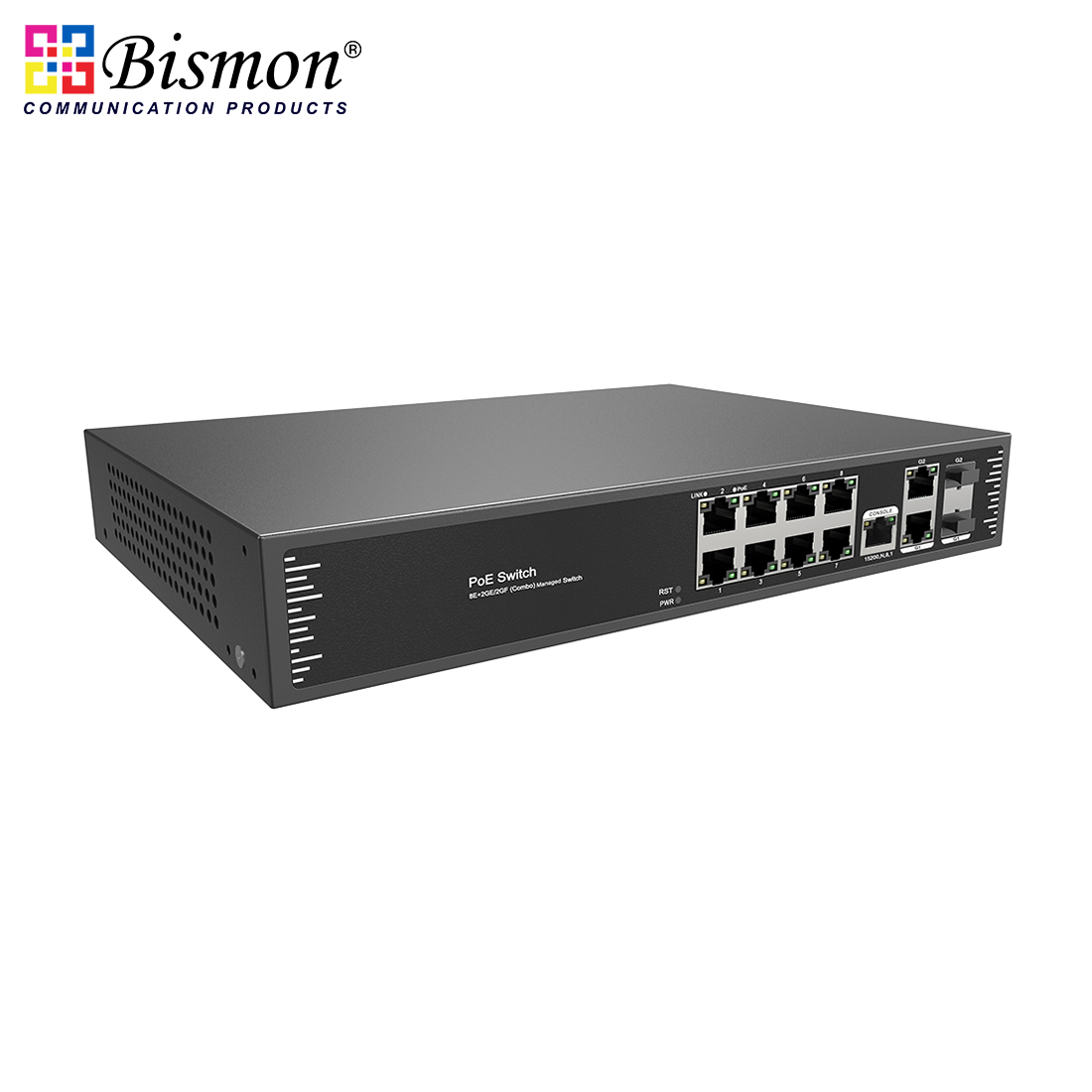 8*10/100M RJ45 ports and 2*10/100/1000M RJ45 and 2*1000M SFP managed PoE switch